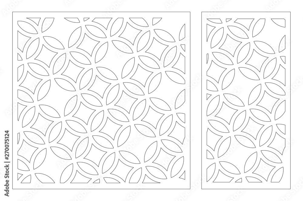 Wall mural Laser cut panel. Decorative card for cutting. Arabic, line art pattern. Ratio 1:2, 1:1. Vector illustration.