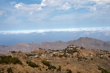 Fototapeta na wymiar Beautiful views of the mountains of the island of Santo Antao, Cape Verde.