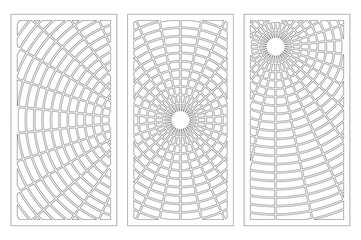 Laser cut panel. Set decorative card for cutting. Halloween spider web mandala pattern. Ratio 1:1. Vector illustration.