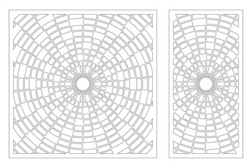 Laser cut panel. Decorative card for cutting. Arabic, line art pattern. Ratio 1:2, 1:1. Vector illustration.