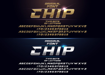 "Chip" Futuristic vector Font design.