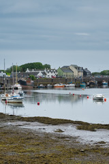 Fototapeta na wymiar Irvine Harbour at Low Tide in Ayrshire Scotland looking over the Old Harbour