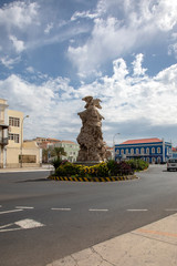 Monument with eagle in Mindelo, Cape Verde.