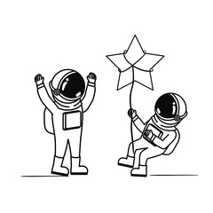 astronaut with spacesuit and star in white background