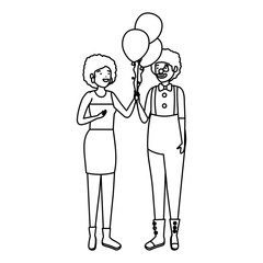 circus clown with balloons helium and woman