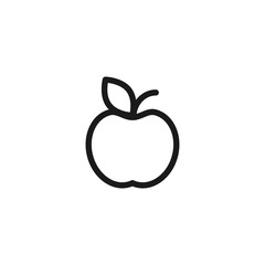 Black line apple icon. Flat pictogram isolated on white. Vector illustration.