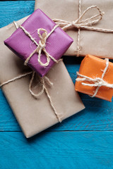 Gift packages in various colors