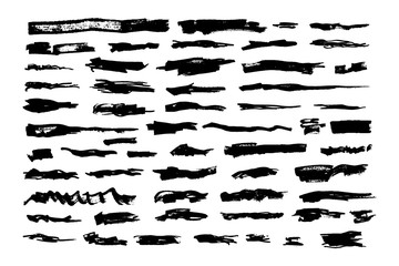 Set of hand drawn grunge brush strokes. Black ink grunge brush strokes. Vector illustration.