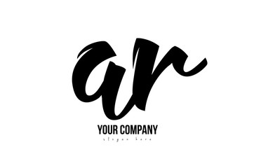 black and white ar a r alphabet letter combination logo icon design