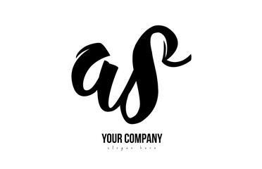 black and white as a s alphabet letter combination logo icon design