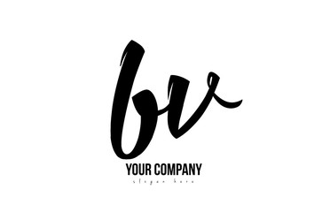 black and white bv b v alphabet letter combination logo icon design