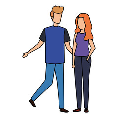 young couple lovers avatars characters