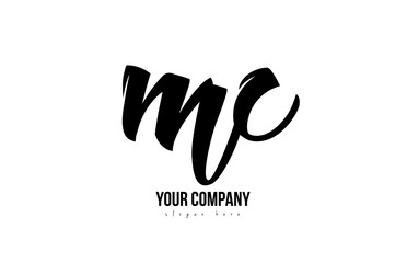 black and white mc m c alphabet letter combination logo icon design
