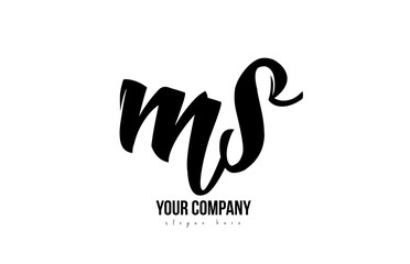 black and white ms m s alphabet letter combination logo icon design