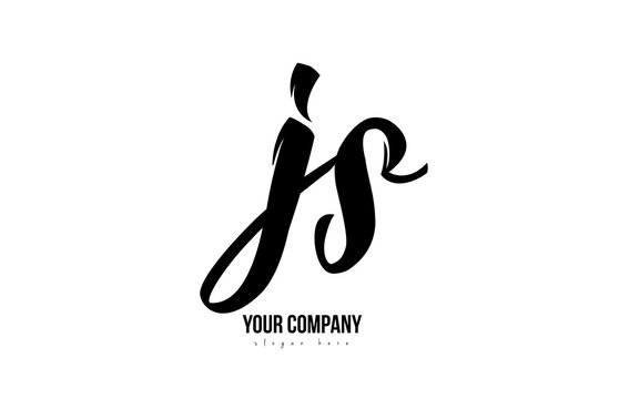black and white js j s alphabet letter combination logo icon design
