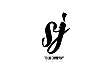 black and white sj s j alphabet letter combination logo icon design