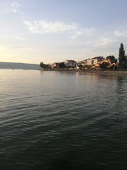 Naklejka premium sunset on the river