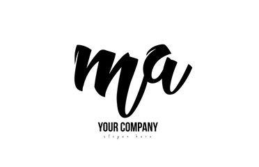 black and white ma m a alphabet letter combination logo icon design