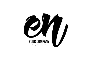 black and white en e n alphabet letter combination logo icon design