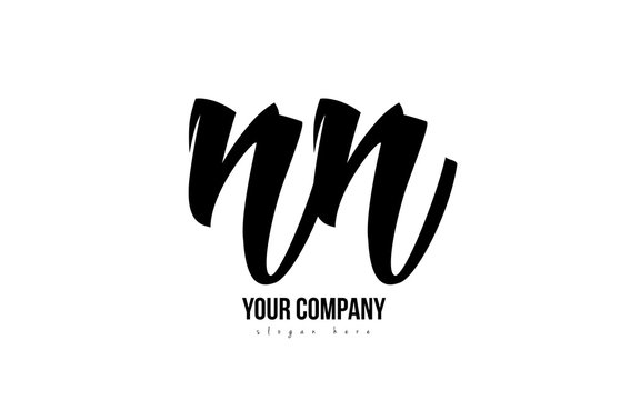 black and white nn n n alphabet letter combination logo icon design