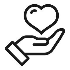 heart on hand - minimal line web icon. simple vector illustration. concept for infographic, website or app.