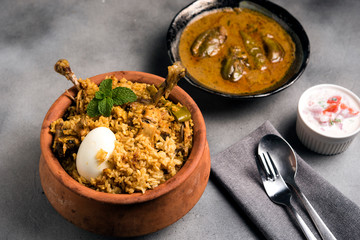 Indian Country Chicken Biryani in Earthen Pot