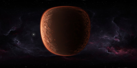 360 degree outer space panorama with planet Mars, environment HDRI map. Equirectangular spherical projection. Martian landscape © Peter Jurik