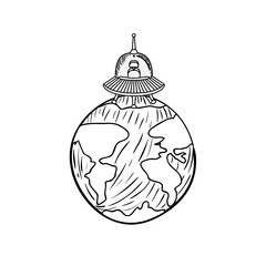 alien spacecraft with white background