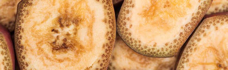 panoramic shot of tropical delicious banana slices