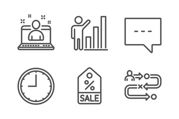 Sale coupon, Time and Best manager icons simple set. Graph chart, Blog and Journey path signs. Discount tag, Office clock. Business set. Line sale coupon icon. Editable stroke. Vector
