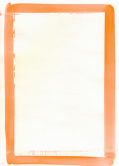 orange frame watercolor background for layouts, illustrations, banners, place for text.