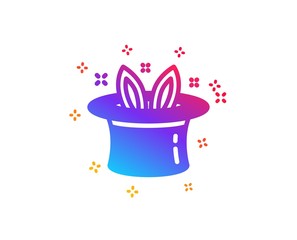 Hat-trick icon. Magic tricks with hat and rabbit sign. Illusionist show symbol. Dynamic shapes. Gradient design hat-trick icon. Classic style. Vector