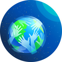 Vector Hand Save the earth the hands of people protect the planet-2