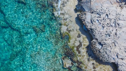 Sea rocks in Cyprus clear water 