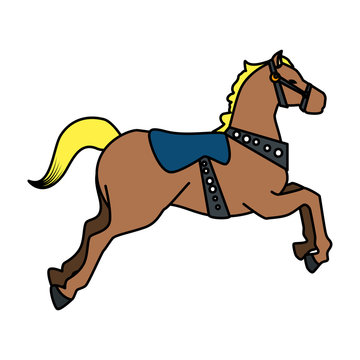 carousel horse carnival icon vector illustration
