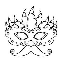 carnival mask with feathers and mustache