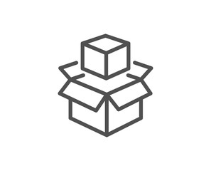 Box line icon. Delivery parcel sign. Packing boxes symbol. Quality design element. Linear style packing boxes icon. Editable stroke. Vector