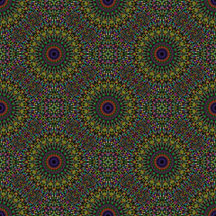 Obraz premium Seamless geometrical multicolor garden mandala ornament pattern art - bohemian elegant oriental pastel floral abstract vector background