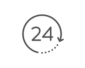 24 hours time line icon. Clock sign. Watch symbol. Quality design element. Linear style 24 hours icon. Editable stroke. Vector