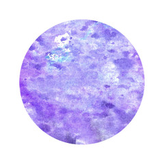 Spot with paper texture. Hand drawn illustration isolated on white background. Watercolor background. Purple circle on paper.