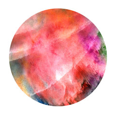 Hand painted watercolor. Bright red abstract painted background. Colorful texture splashes.