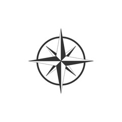 Compass, compass rose, navigation icon. Vector illustration, flat design.