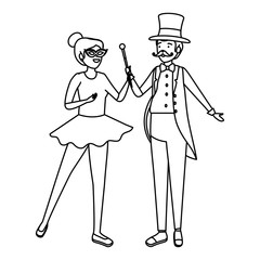 circus magician with hat and woman