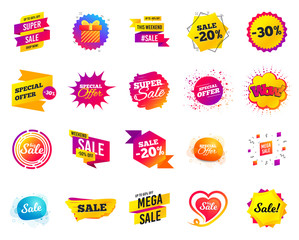 Sale banner. Special offer template tags. Cyber monday sale discount. Black friday shopping icons. Best ultimate offer badge. Super shopping discount icons. Mega banners set vector