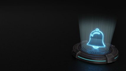 3d hologram symbol of alarm icon render