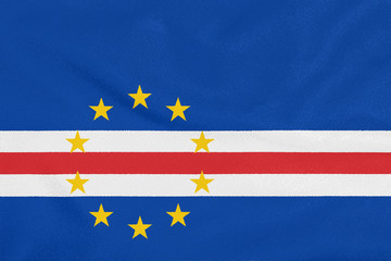 Flag of Cape Verde on textured fabric. Patriotic symbol