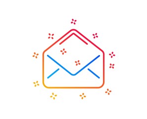 Mail line icon. Message correspondence sign. E-mail symbol. Gradient design elements. Linear mail icon. Random shapes. Vector