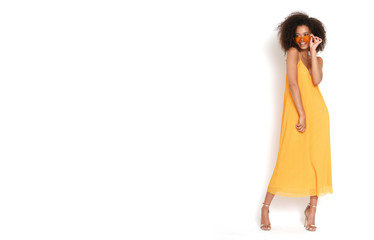 Studio shot of young beautiful fashion model