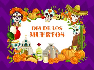 Fototapeta premium Dia de los Muertos Mexican Day of Dead symbols