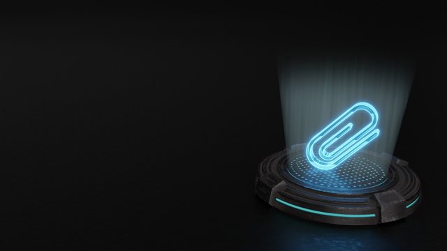 3d hologram symbol of attachment icon render